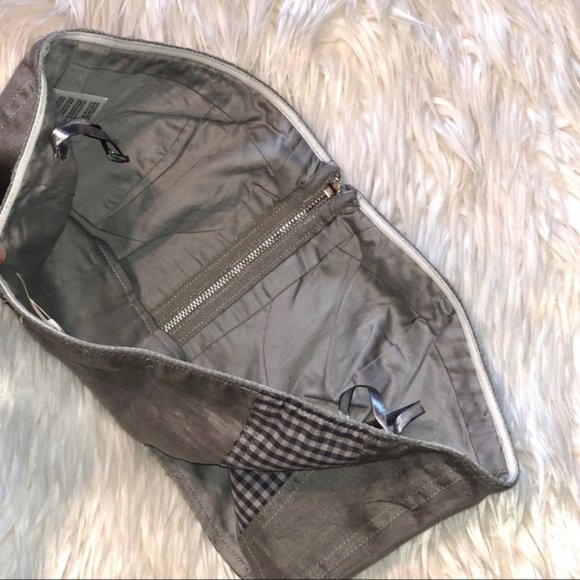 NWOT - Grey Front Zipper Bandeau Crop Top Gingham - Picture 4 of 6